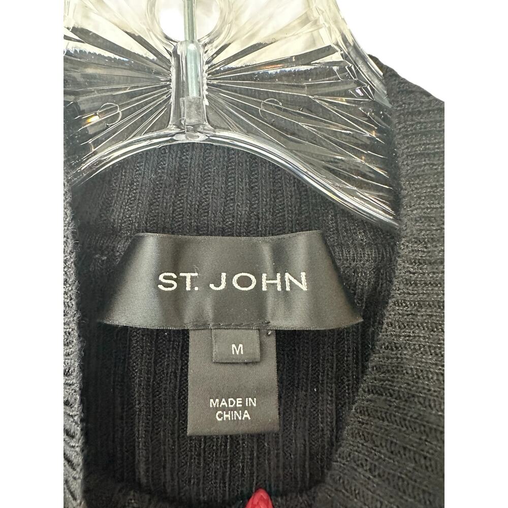 St. John Black Basic Ribbed Mock Neck Stretch Kni… - image 2